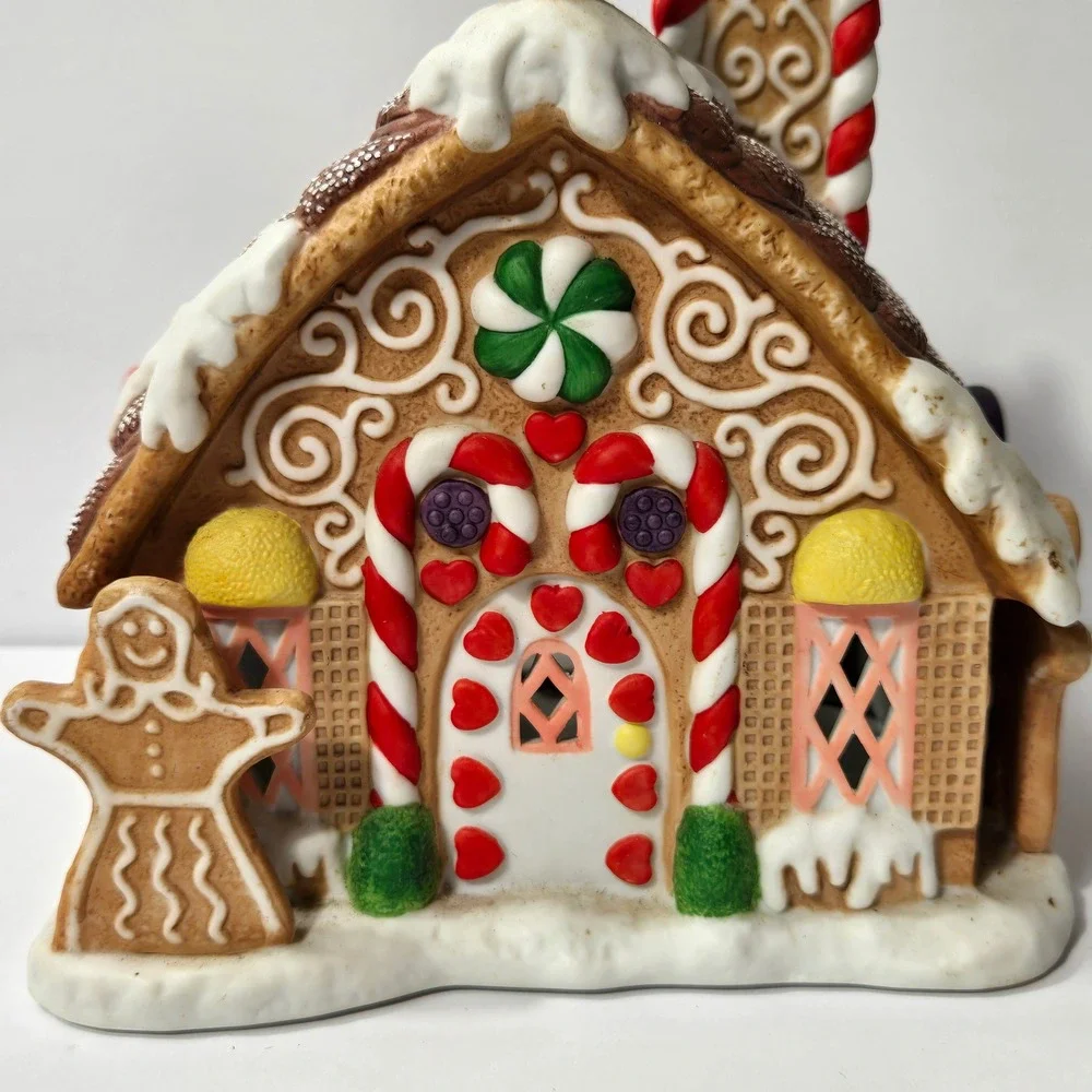 PartyLite Gingerbread House Tealight Candle Holder Ceramic Christmas Village